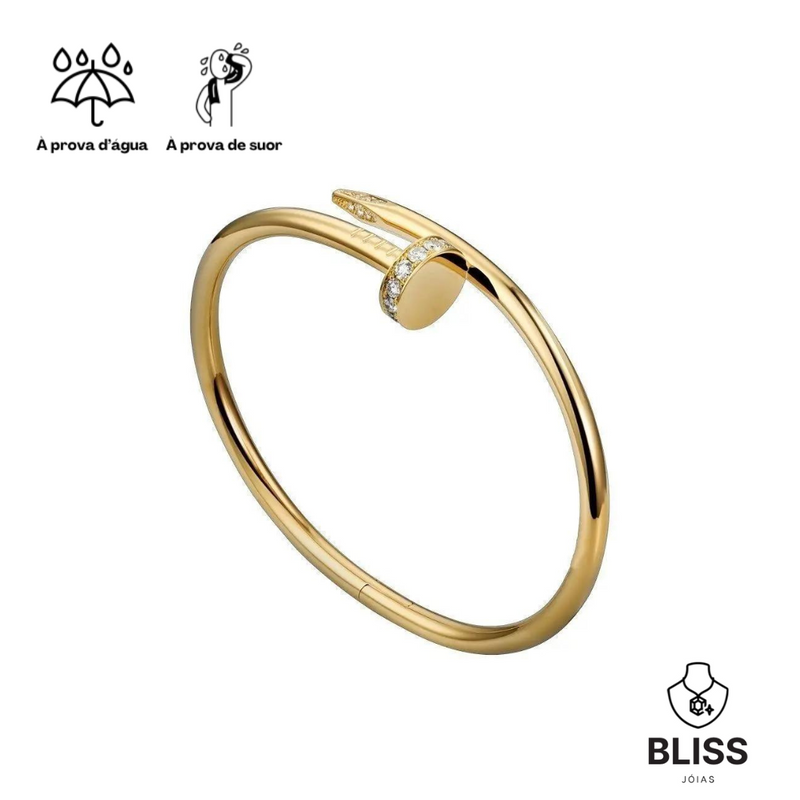 Bracelete Nail Banhado em Ouro 18k - com zircônia